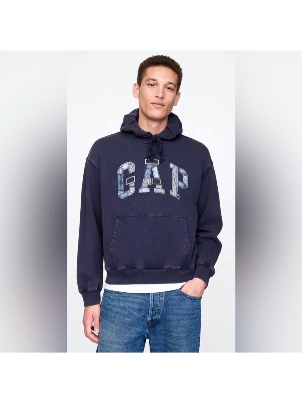 Gap Casual Cozy Patchwork Embroidered Spellout Logo Hoodie NWT S Streetwear